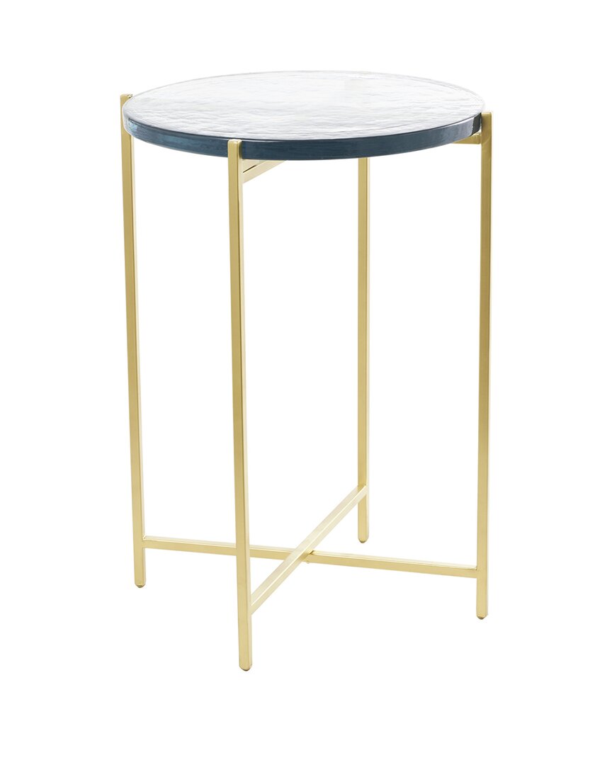 Peyton Lane Metal X-shaped Accent Table With Textured Glass Tabletop