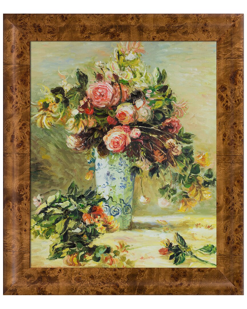 La Pastiche Roses And Jasmine In A Delft Vase