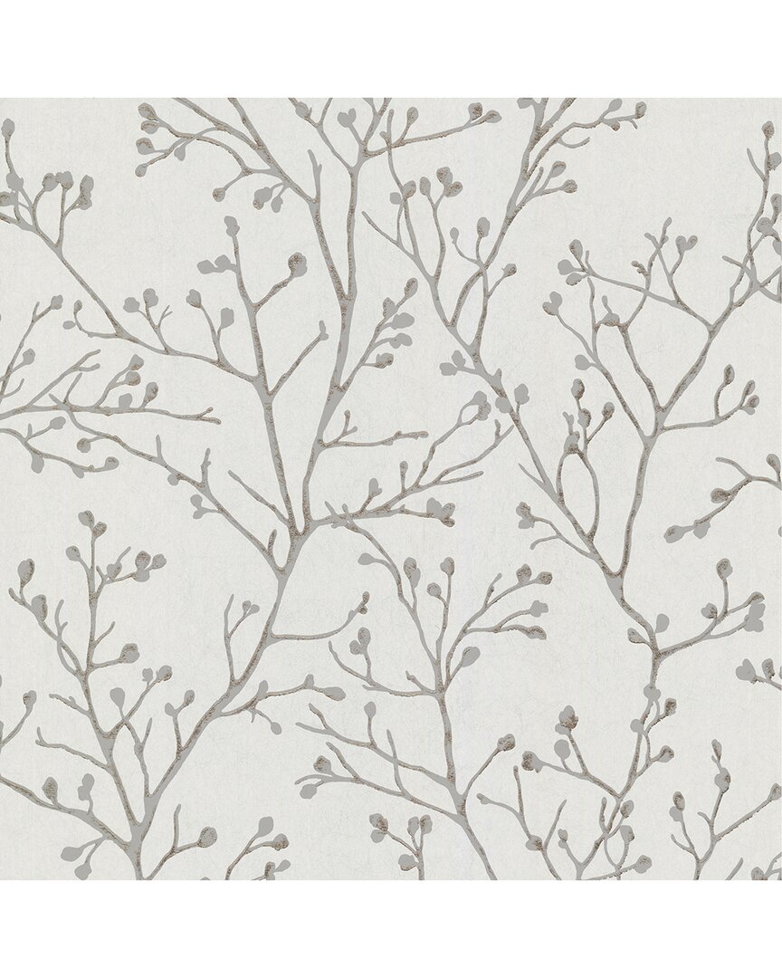 Brewster A-street Prints Koura Silver Budding Branches Wallpaper In Multi