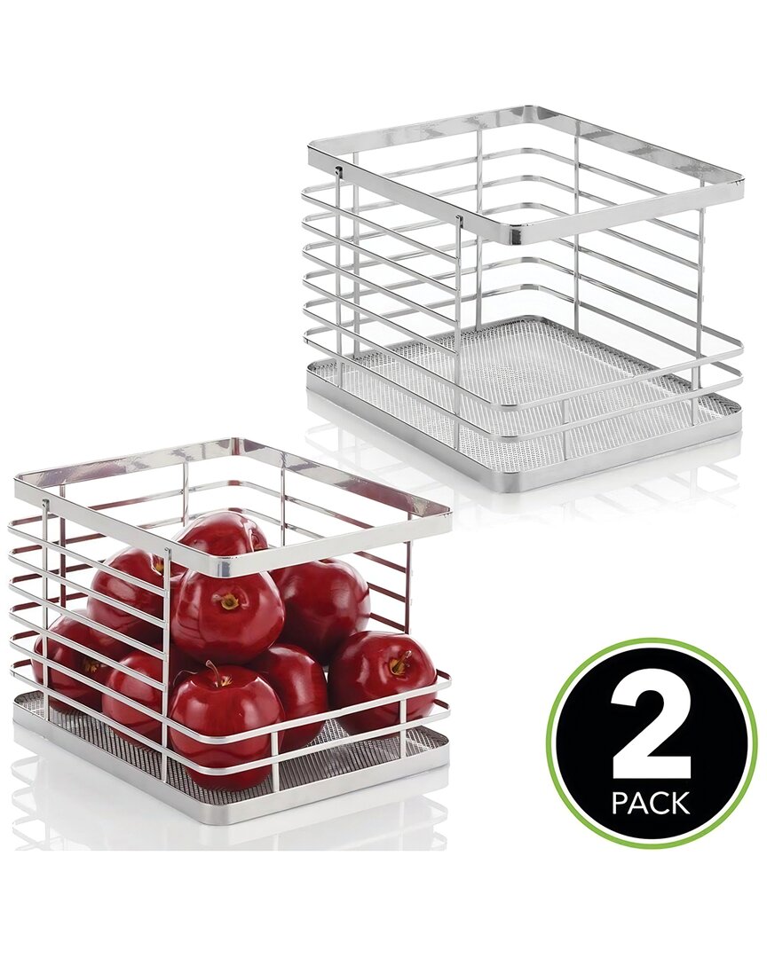 M DESIGN M DESIGN SET OF 2 CHROME DURABLE BASKETS WITH OPEN FRONT