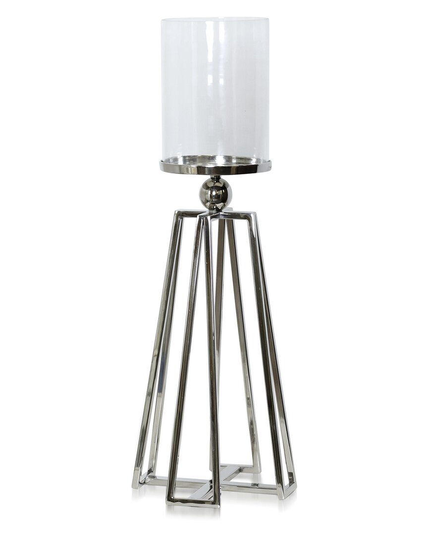 Shop Stylecraft Laurent Aluminum And Clear Glass 1-light Hurricane In Silver