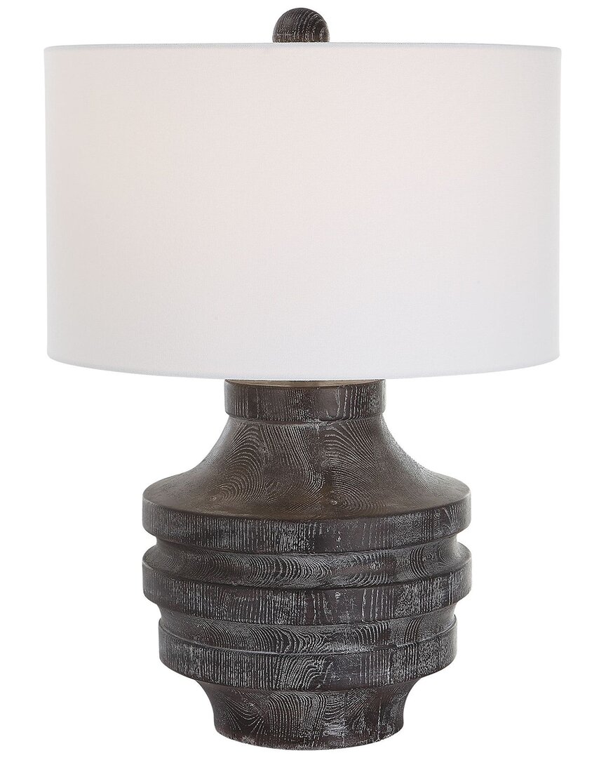 Uttermost Timber Carved Wood Table Lamp In Black