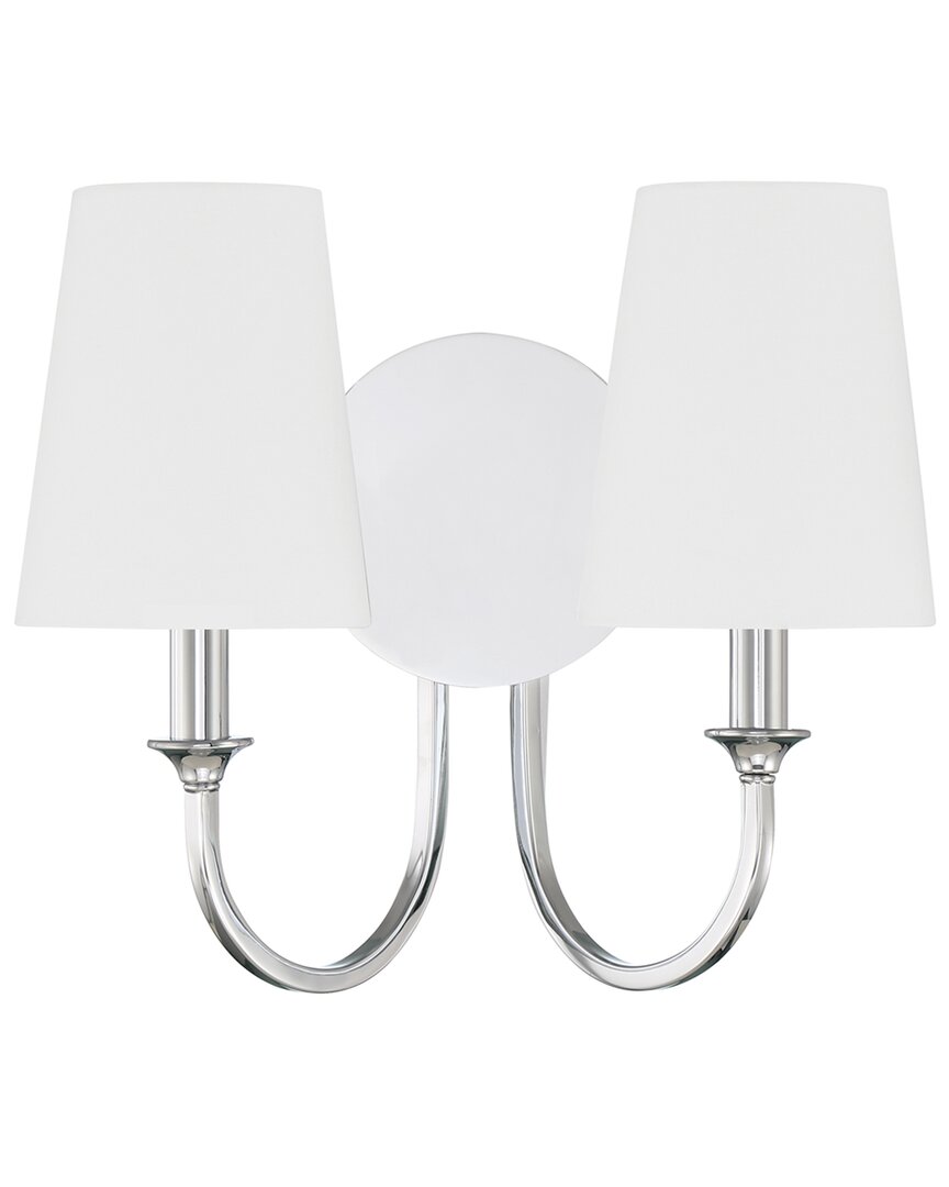 Crystorama Bromley 2 Light Black Forged Wall Mount In Metallic
