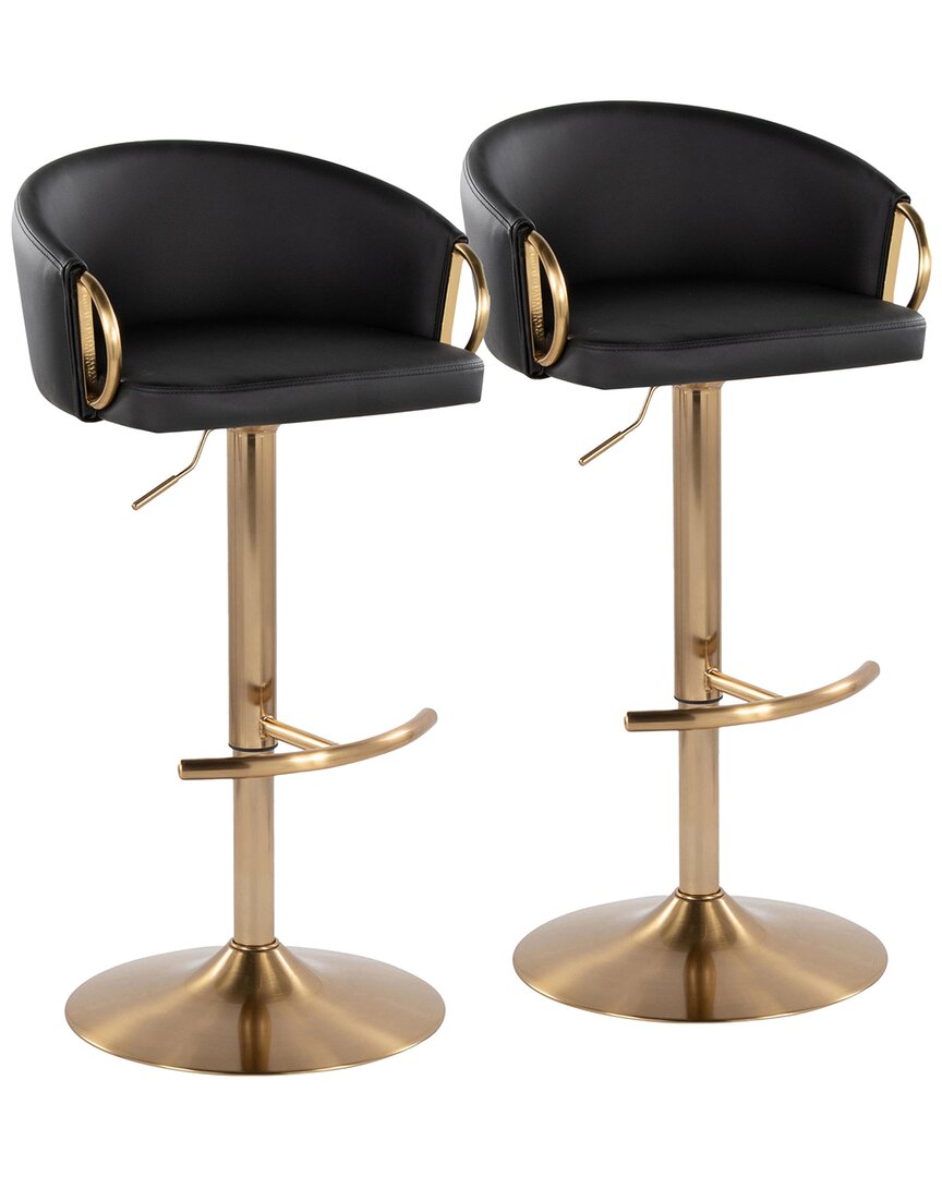 LUMISOURCE LUMISOURCE SET OF 2 CLAIRE CONTEMPORARY/GLAM ADJUSTABLE BAR STOOLS WITH FOOTREST