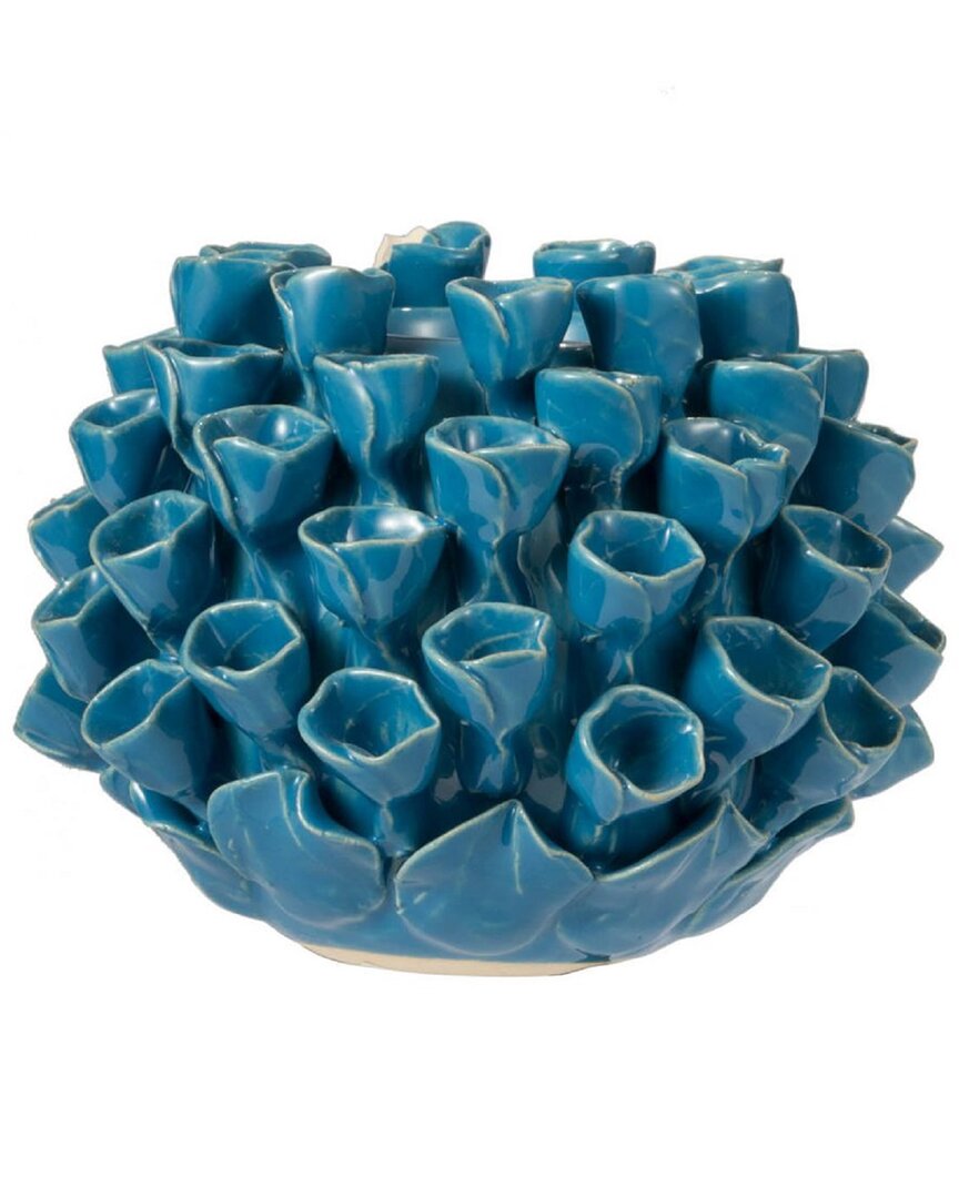 R16 Open Coral Candle Holder In Blue