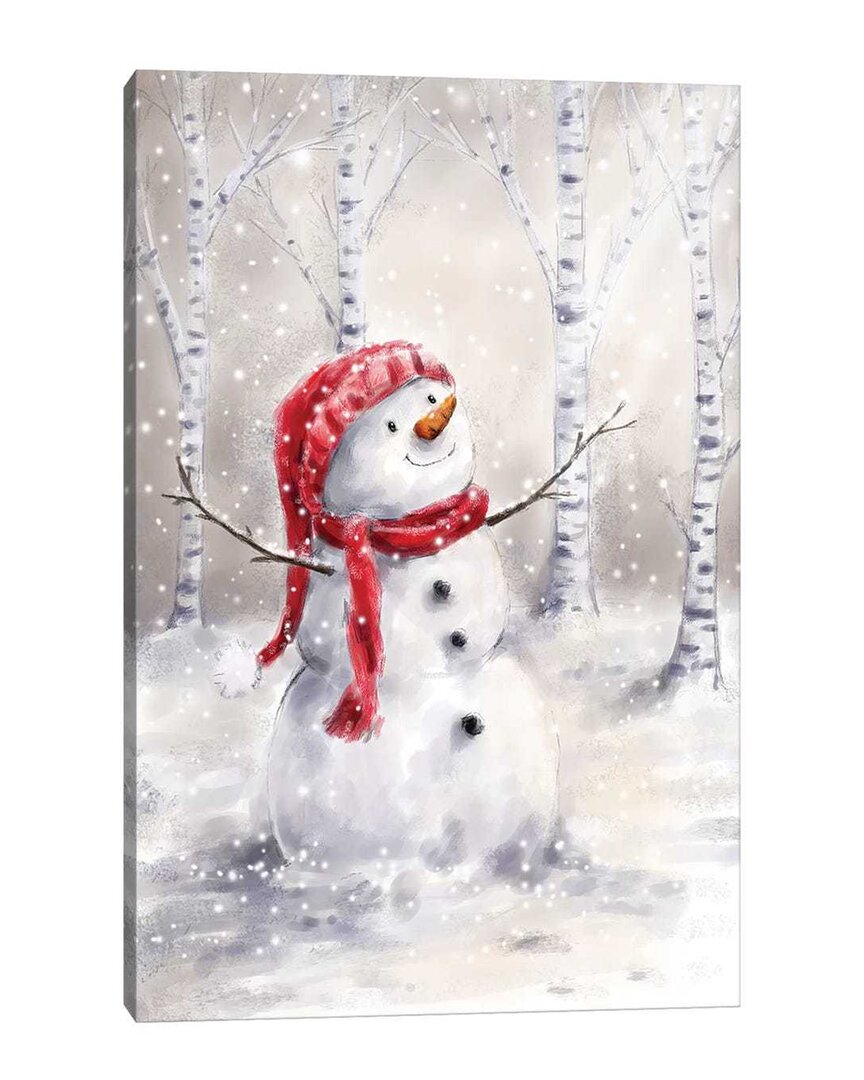 Icanvas Snowman In Wood I Wall Art