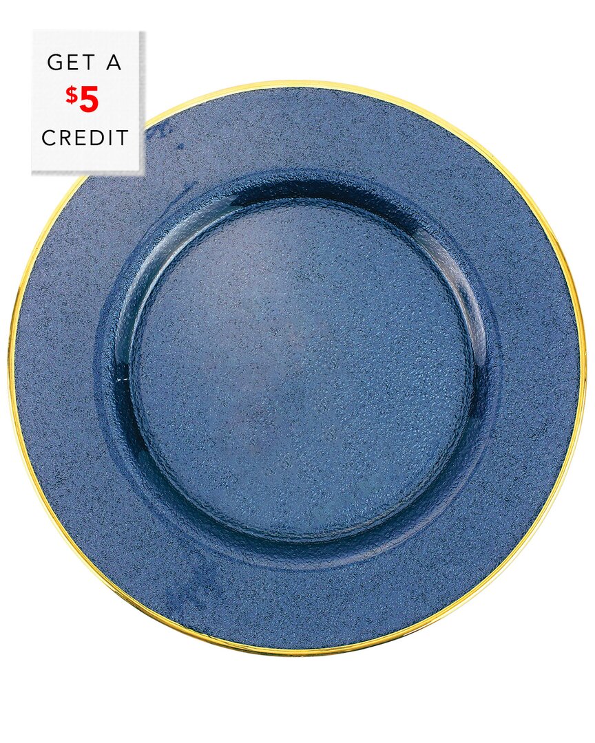 Vietri Metallic Glass Sapphire Service Plate/charger With $5 Credit In Sapphire