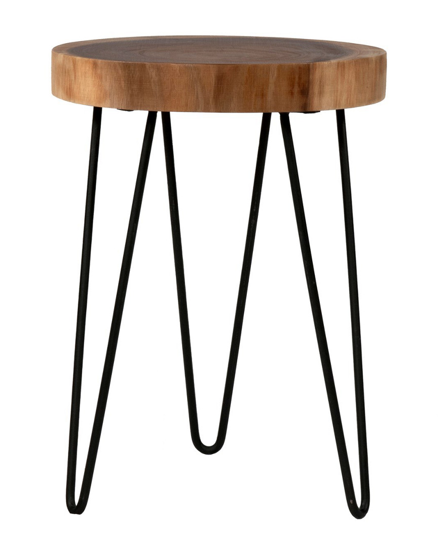 East At Main Laredo Brown Teakwood Round Accent Table
