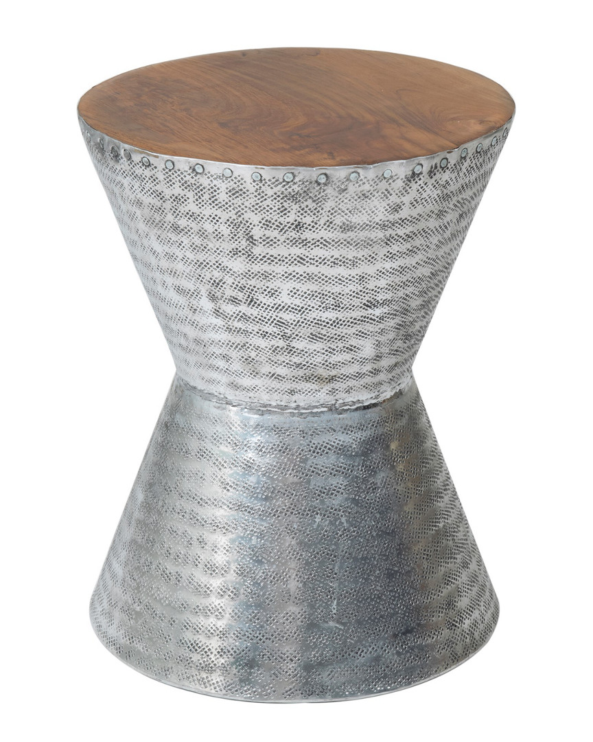 East At Main Lupton Silver Teakwood Round Accent Table