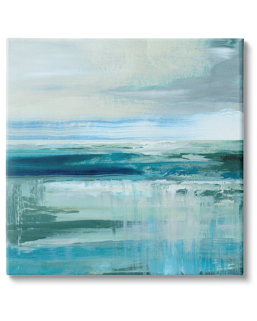 Stupell Industries Abstract Ocean Horizon Modern Nautical Painting Blue Green Stretched Canvas Wall Art By N In Blue
