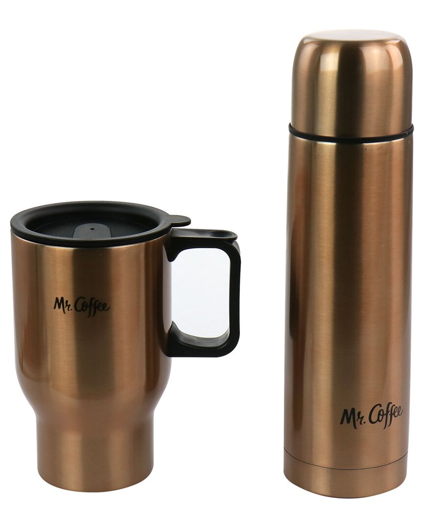 Mr Coffee Mr. Coffee 2pc Thermal Bottle And Travel Mug In Copper In Brown
