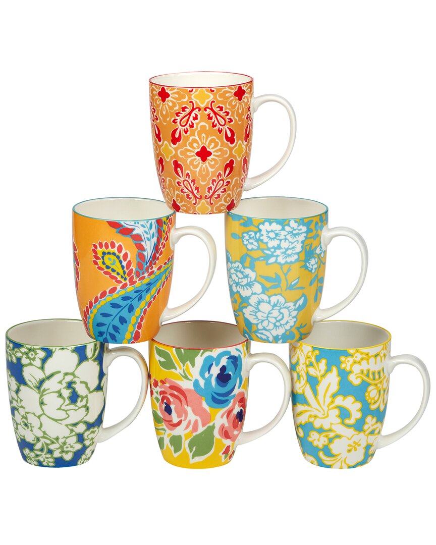 Certified International Damask Floral Set Of 6 Mugs