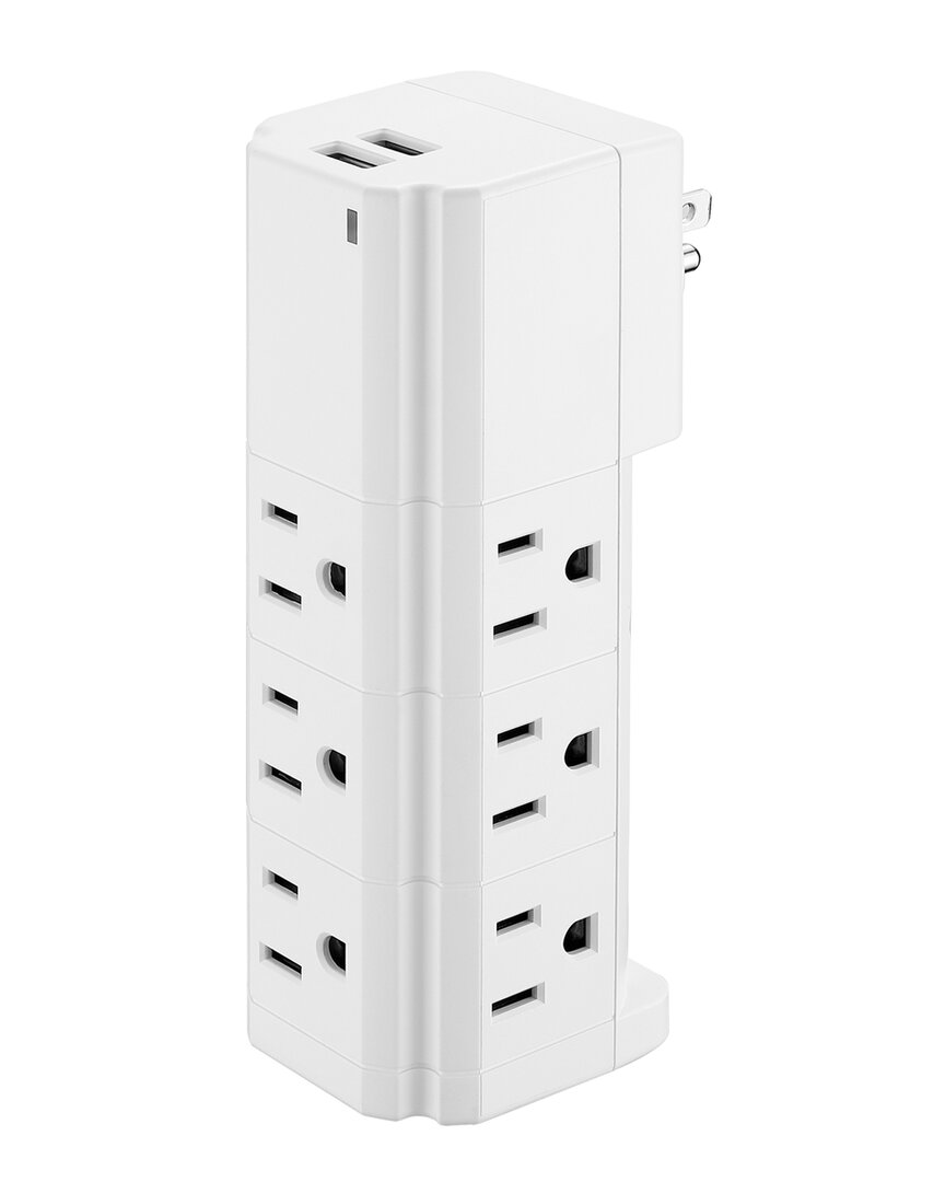 Lax Gadgets Lax Multi-charging Tower Surge Protector 9 Outlet And 2 Usb Ports In White