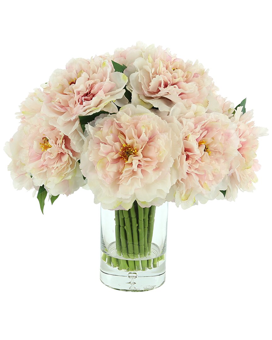 Creative Displays Pink Peony Floral Arrangement In Bubble Glass Vase