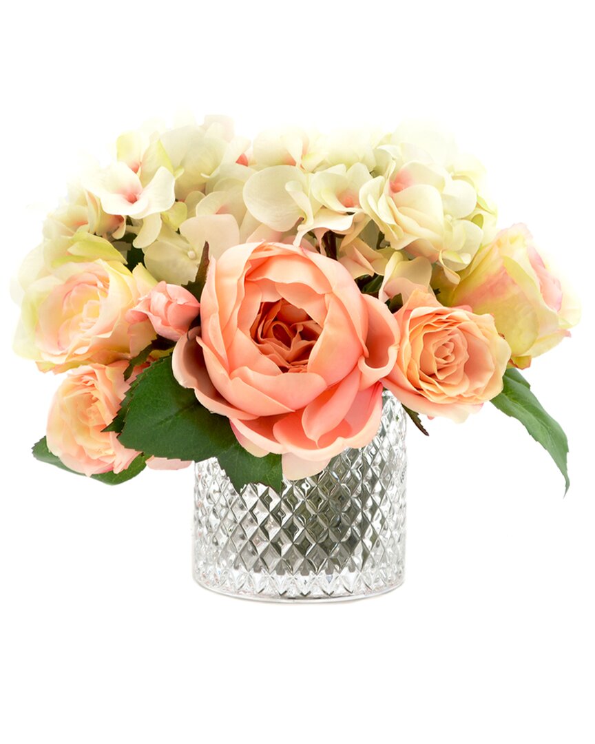 Creative Displays Pink Peonies & Hydrangeas Arranged In Cut Glass Vase