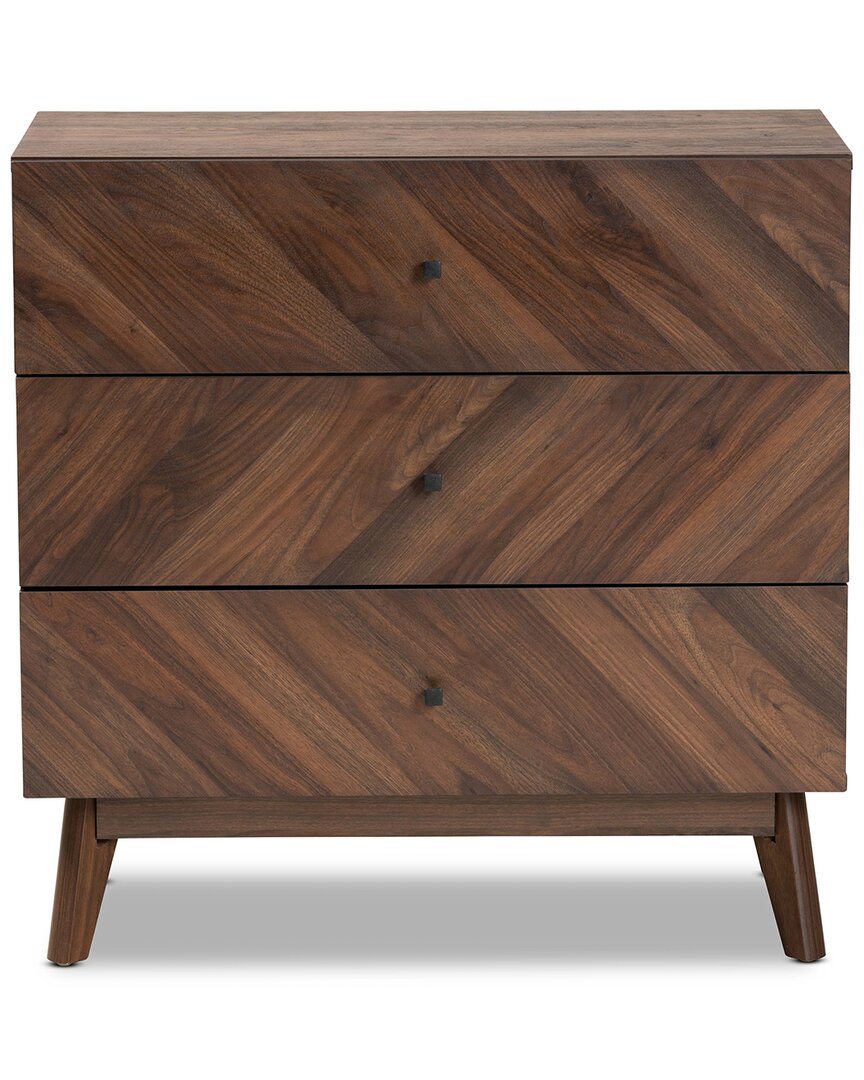 Design Studios Hartman Mid-century Modern Walnut Brown Finished Wood 3-drawer Storage Chest