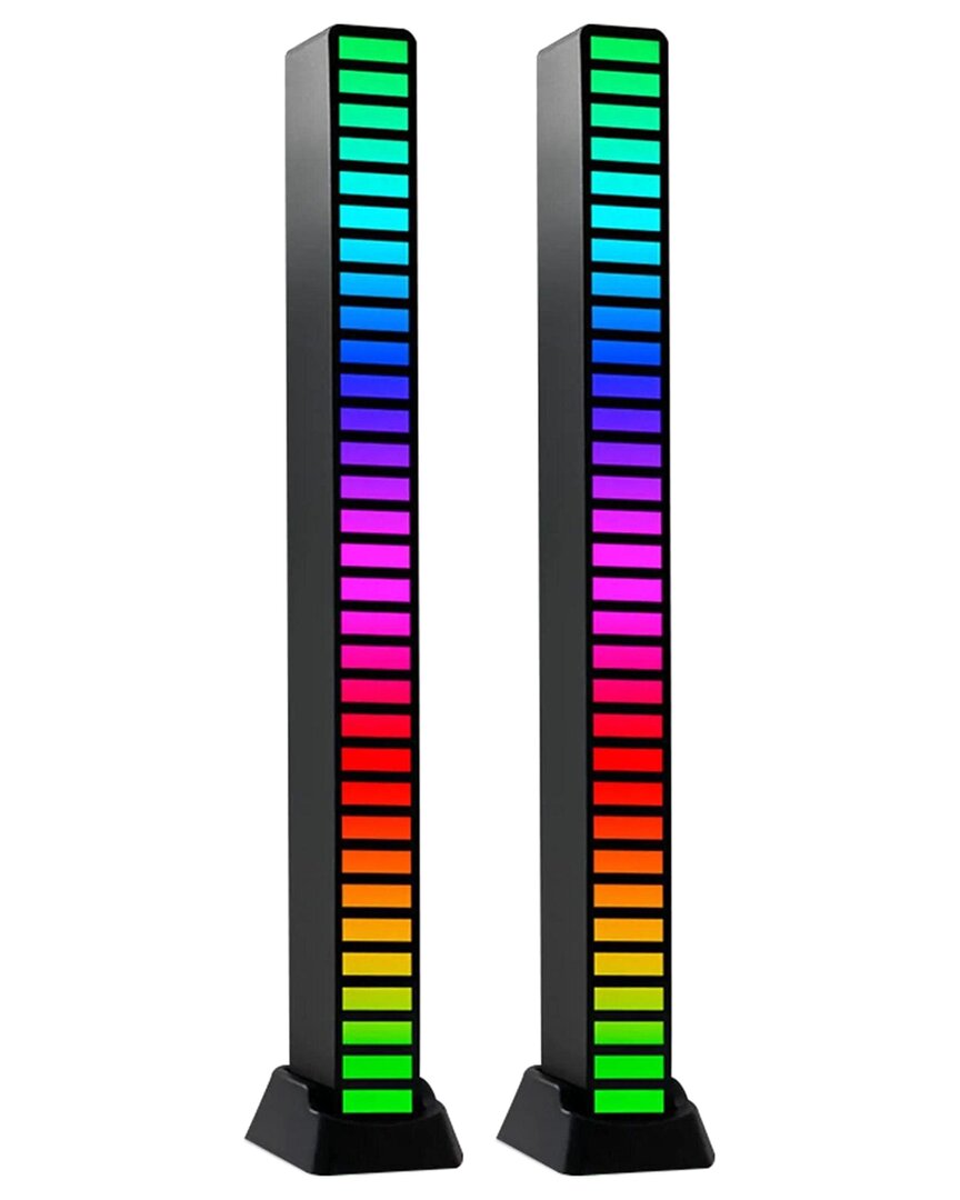 Kenro Pack Of 2 Sound Activated Multi-color Light Bars In Black
