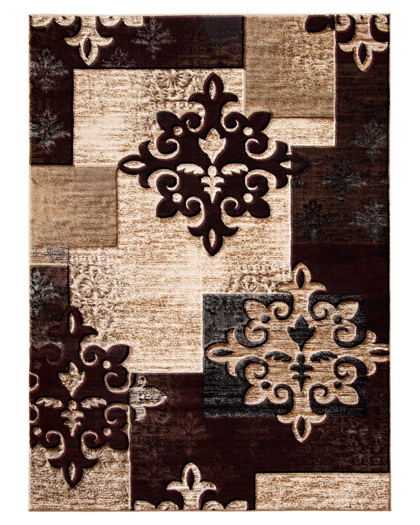 Ecarpet Maizy Contemporary Damask Rug In Taupe