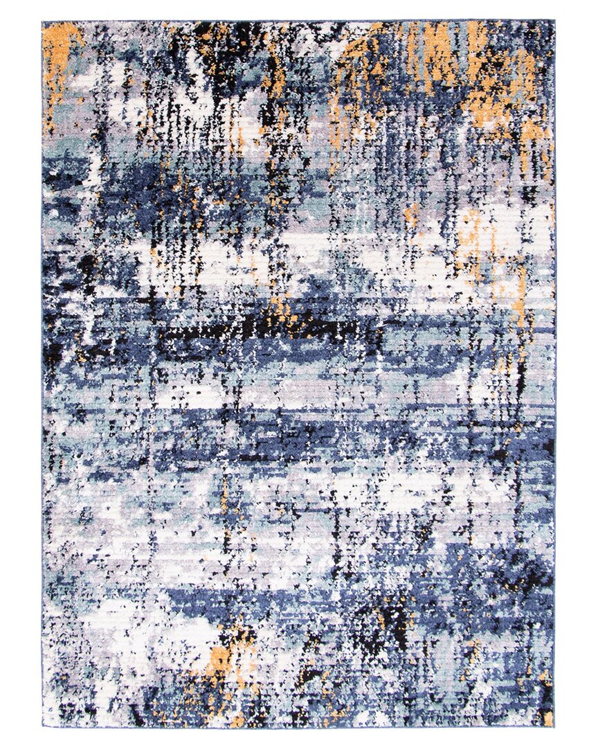 Ecarpet Moroccan Marble Contemporary Abstract Rug In Blue