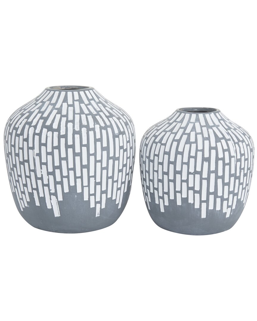 The Novogratz Set Of 2 Gray Ceramic Mosaic Inspired Vase In Grey