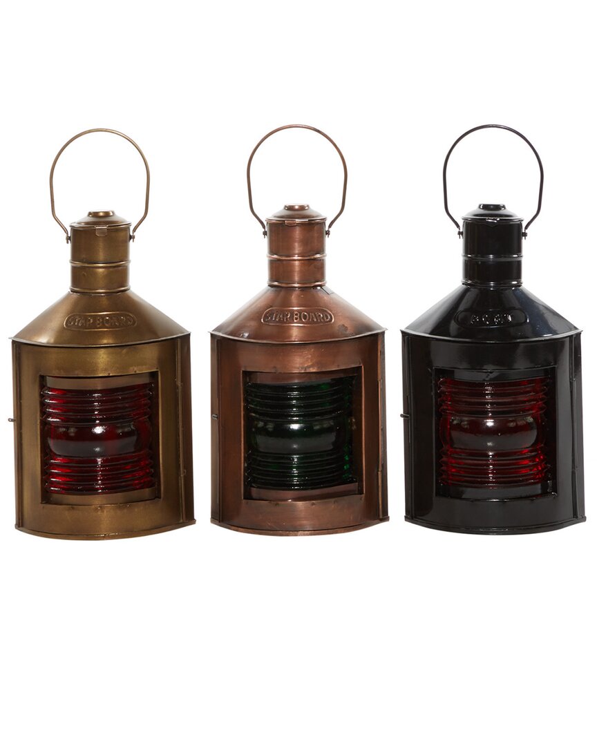 Peyton Lane Set Of 3 Multi Colored Rustic Lanterns