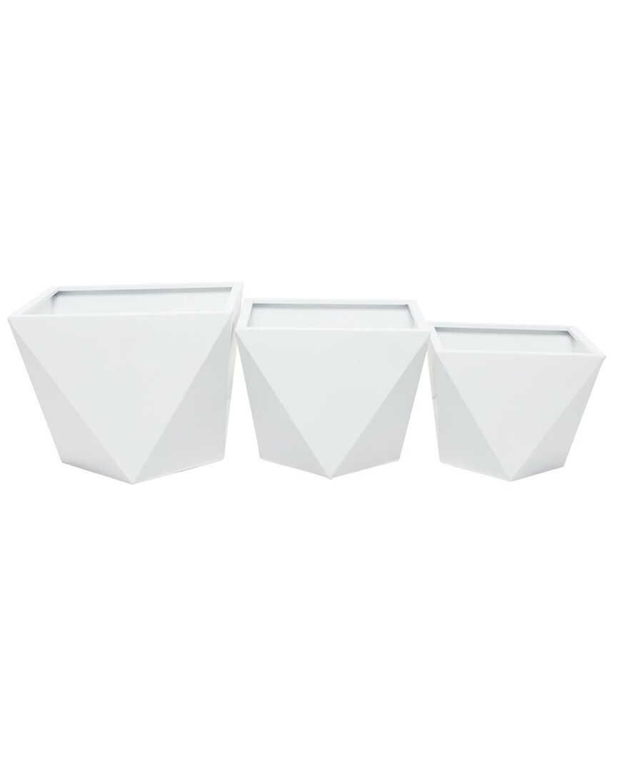 Cosmoliving By Cosmopolitan Set Of 3 Planters In White