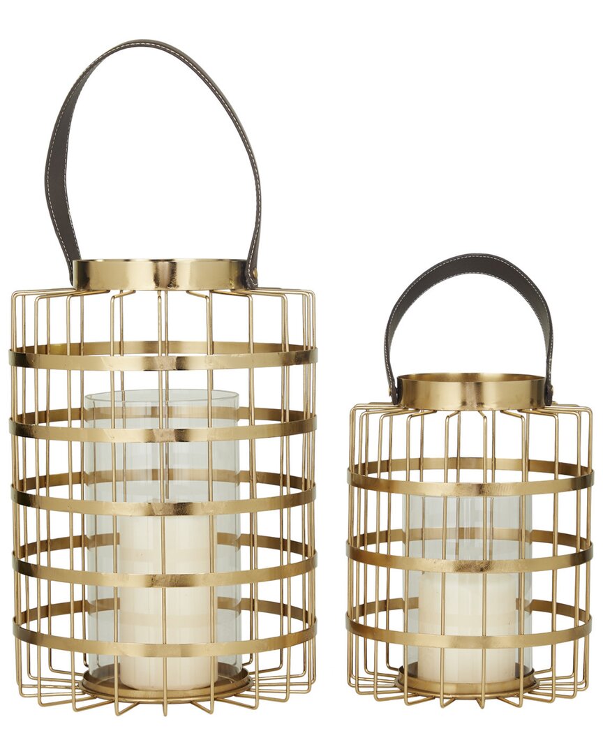 Cosmoliving By Cosmopolitan Set Of 2 Lanterns In Gold