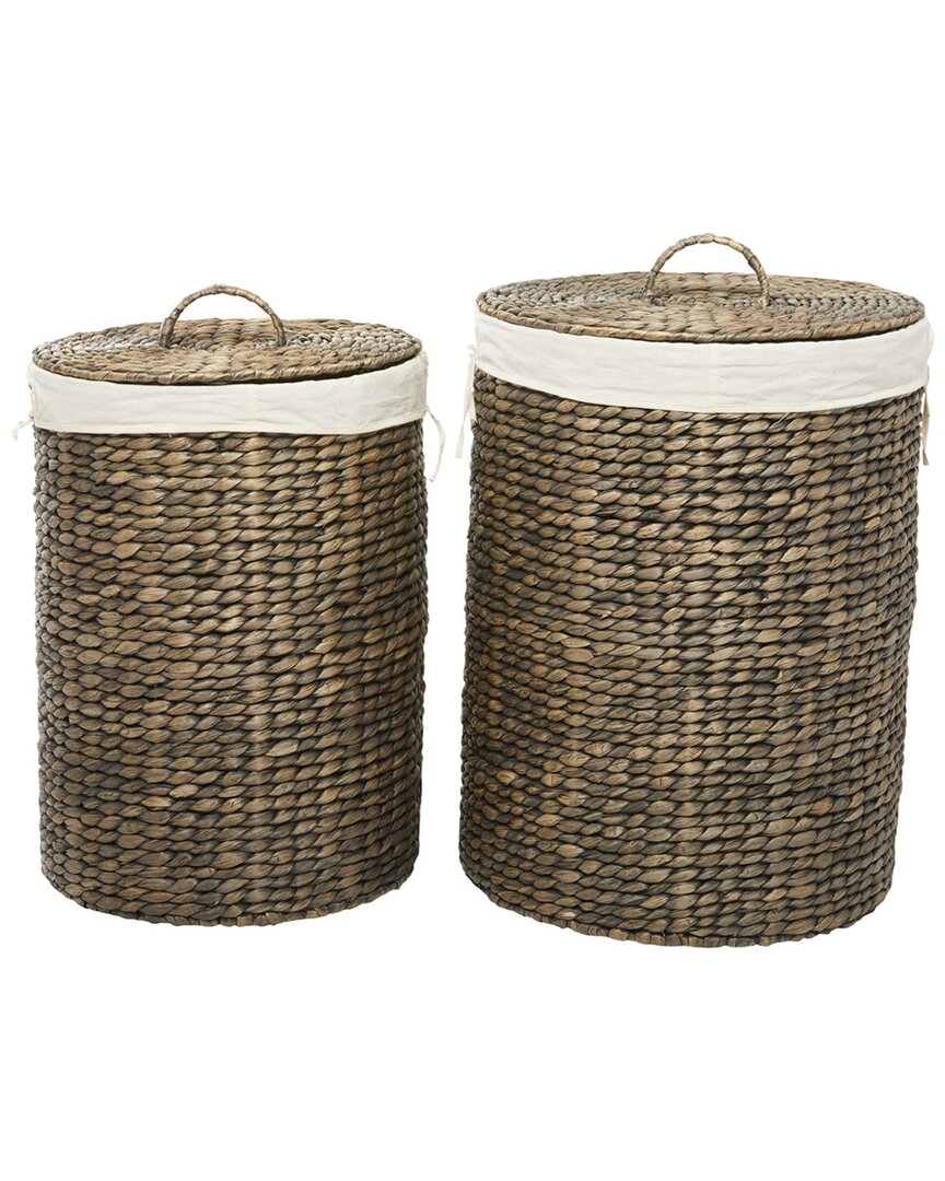 Cosmoliving By Cosmopolitan Set Of 2 Brown Sea Grass Traditional Storage Baskets