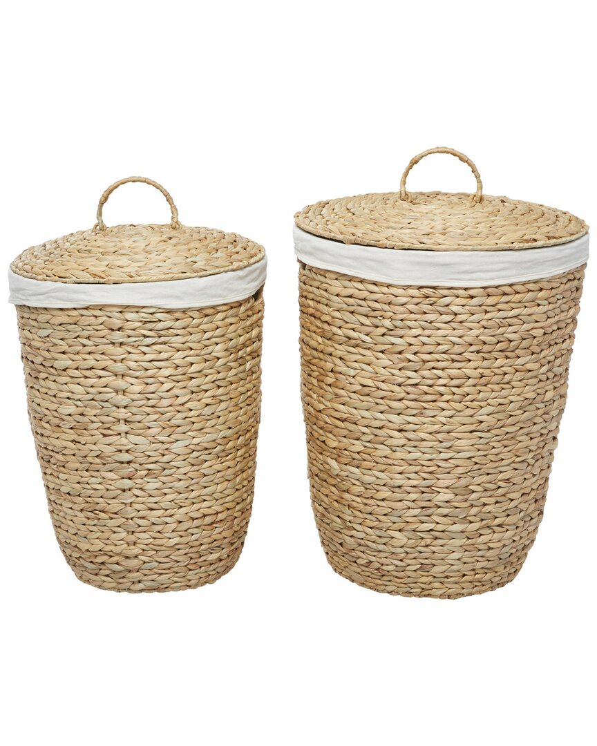 Cosmoliving By Cosmopolitan Set Of 2 Brown Sea Grass Traditional Storage Basket