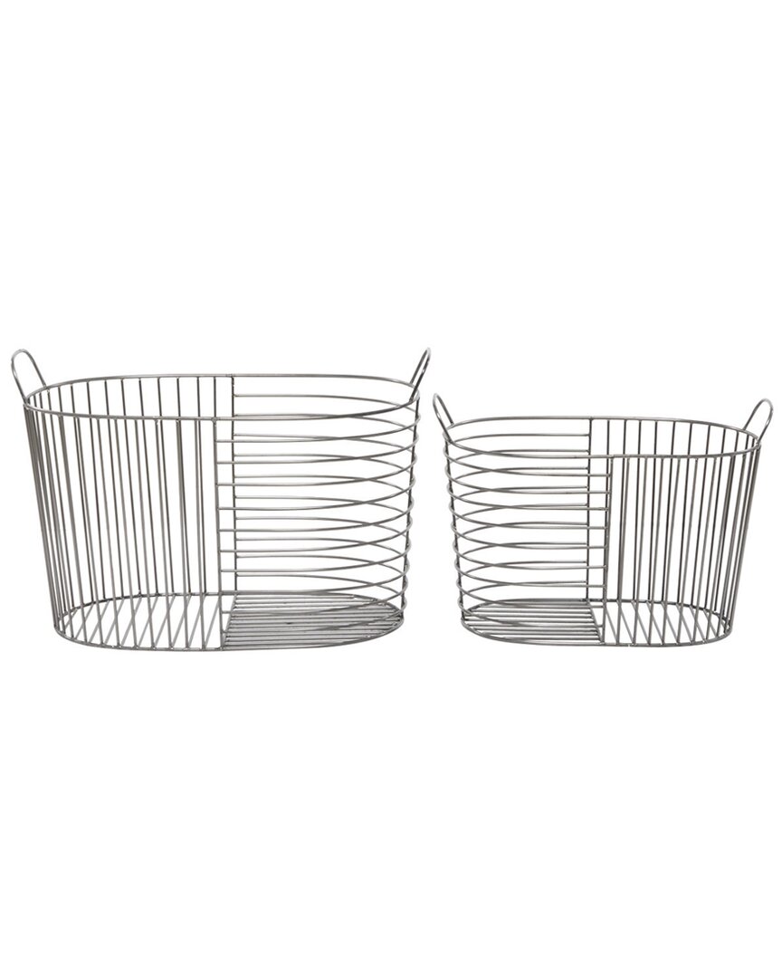 Cosmoliving By Cosmopolitan Silver Contemporary Basket Set