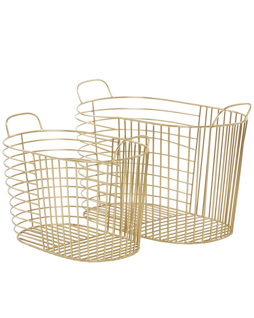 Cosmoliving By Cosmopolitan Contemporary Basket Set In Gold