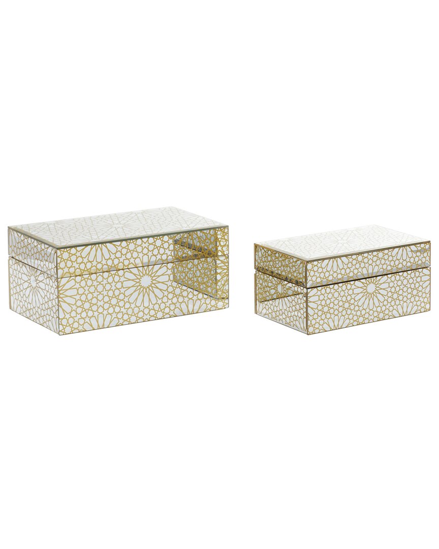 Cosmoliving By Cosmopolitan Set Of 2 Glam Boxes In Gold