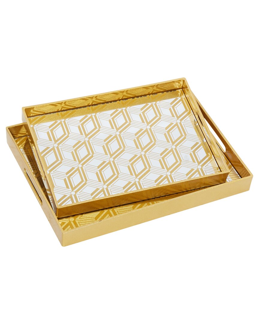 Cosmoliving By Cosmopolitan Set Of 2 Trays In Gold