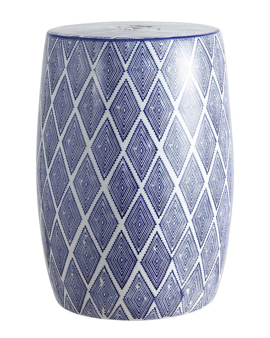Jonathan Y Designs Jonathan Y Moroccan Diamonds 18in Ceramic Drum Garden Stool In Blue