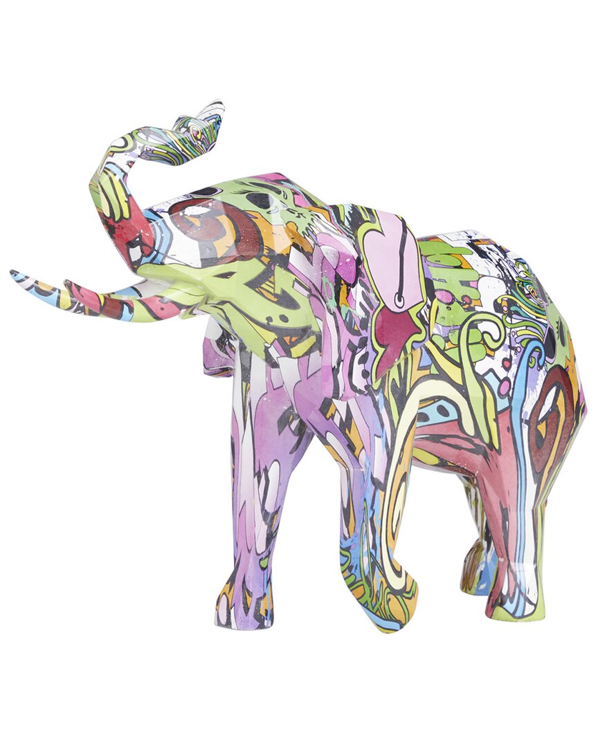 Cosmoliving By Cosmopolitan Elephant Multi Colored Polystone Graffiti Sculpture