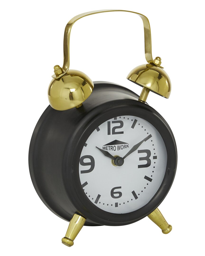 Peyton Lane Black Stainless Steel Clock With Bell Style Top