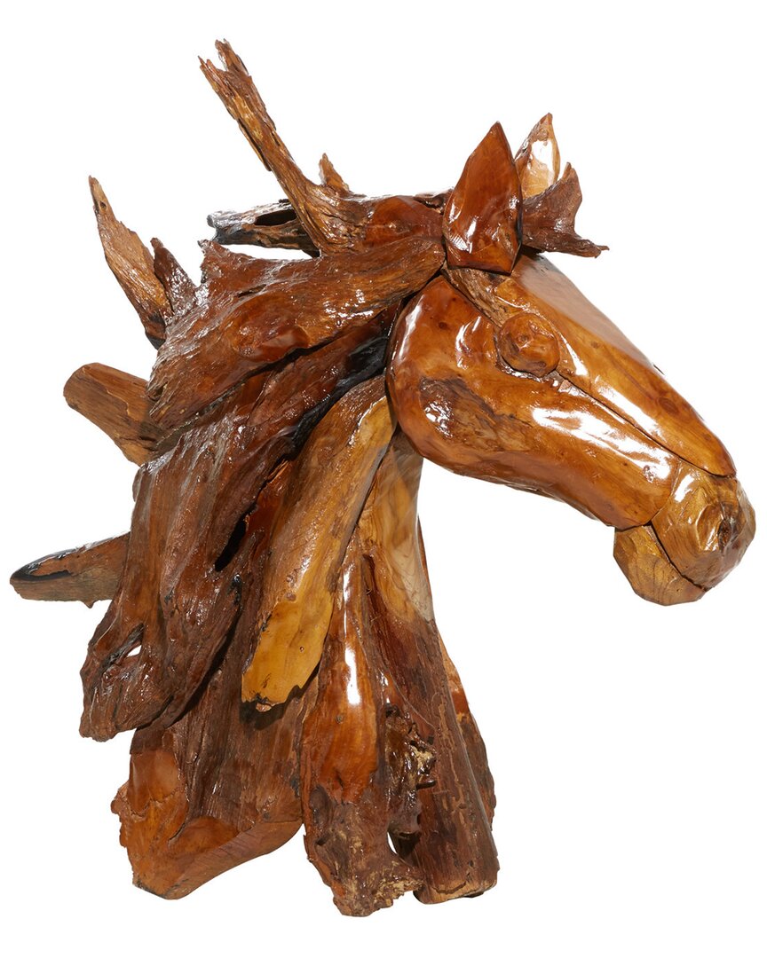Peyton Lane Teak Wood Natural Horse Sculpture In Brown