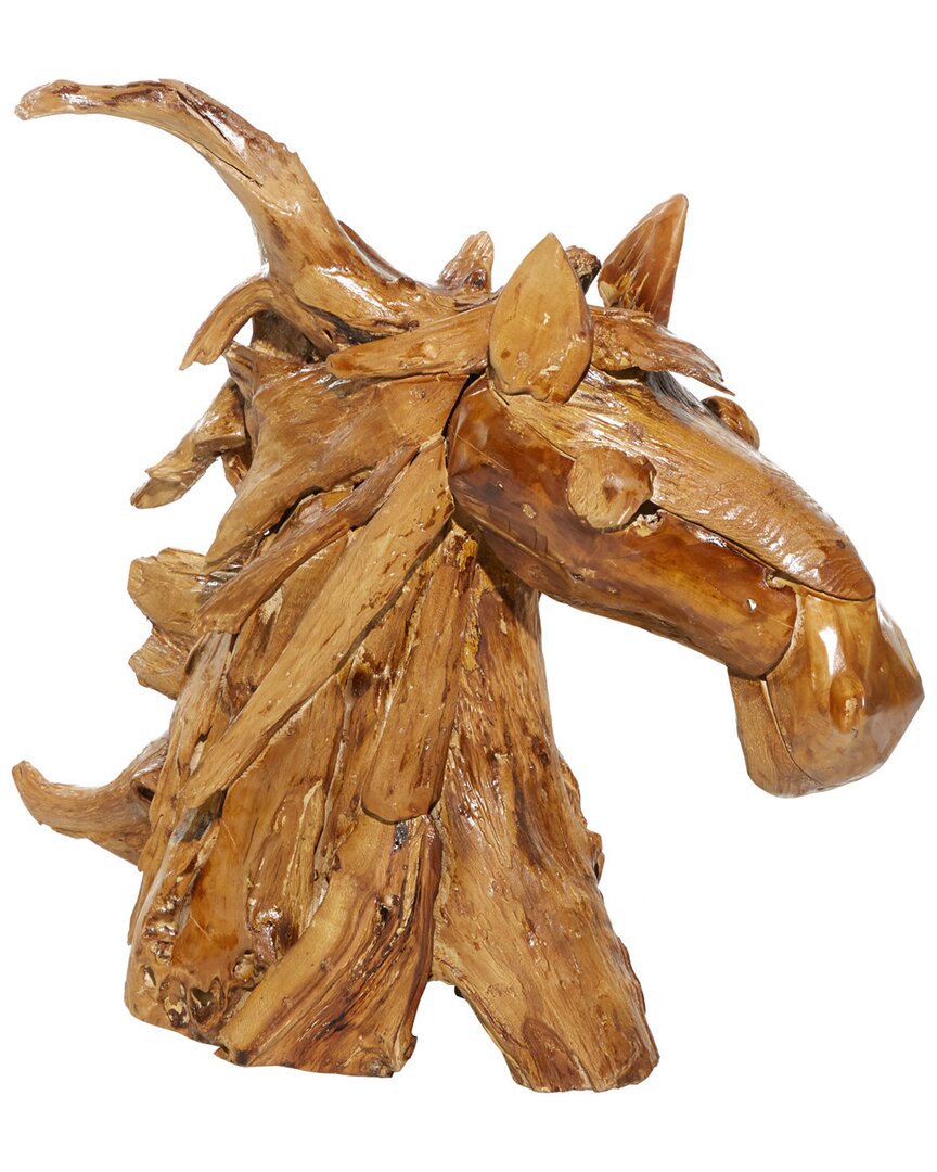 Peyton Lane Teak Wood Natural Horse Sculpture In Brown