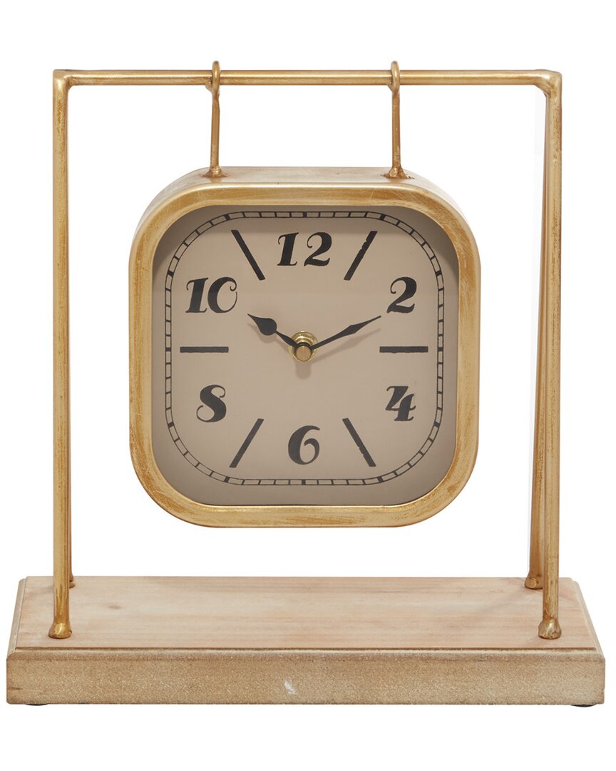 Peyton Lane Wood Farmhouse Clock In Gold