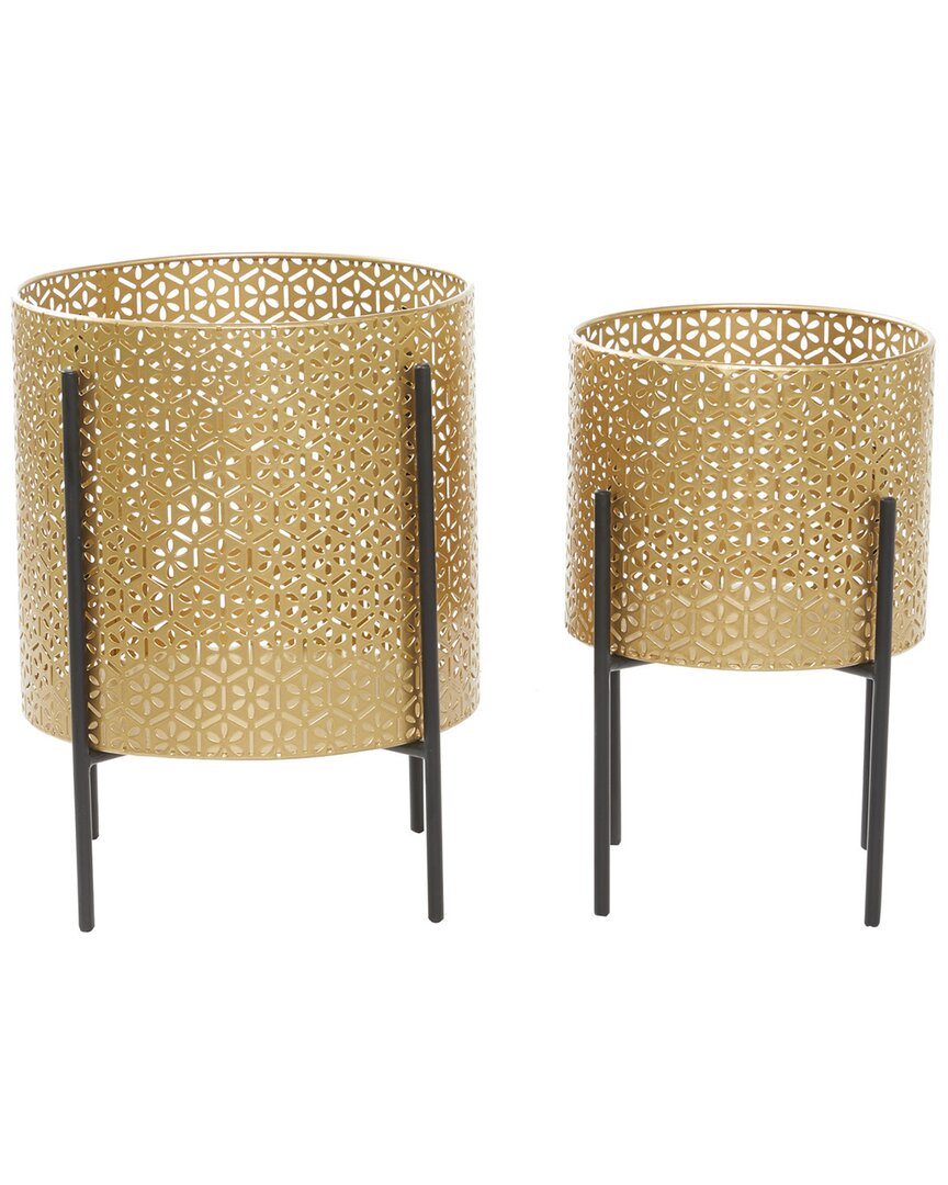 Cosmoliving By Cosmopolitan Set Of 2 Planters In Gold