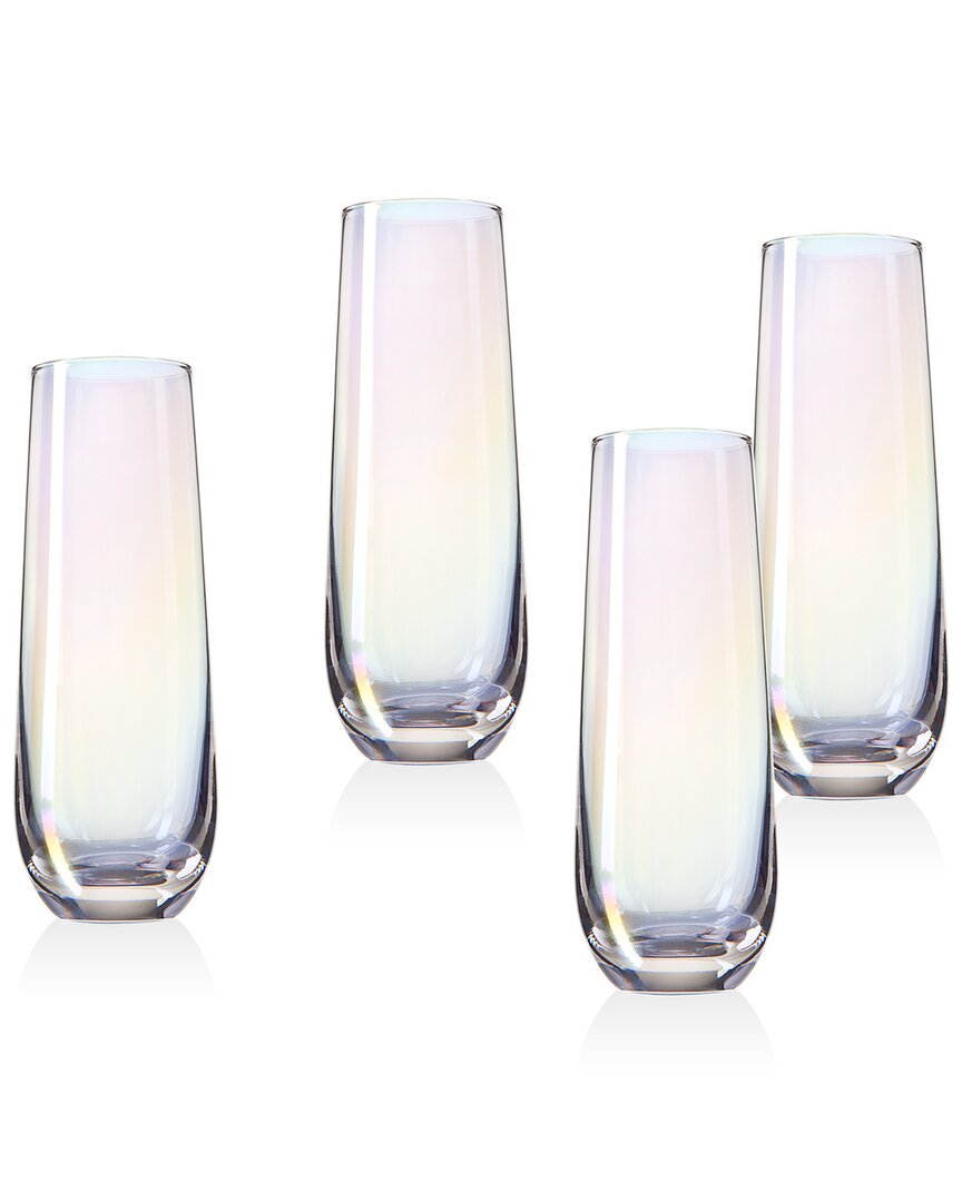Godinger Sedona Stemless Flute Glasses (set Of 4) In Transparent
