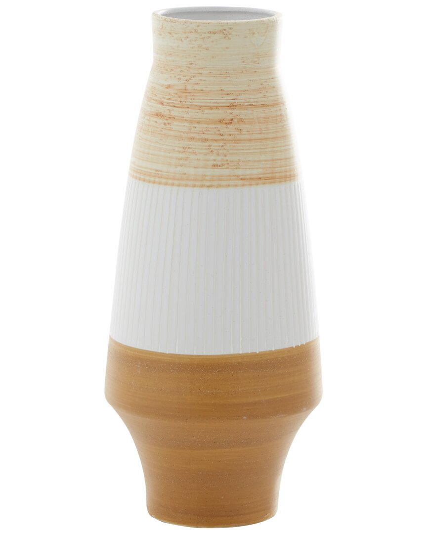 The Novogratz Brown Ceramic Handmade Vase With Terracotta Accents