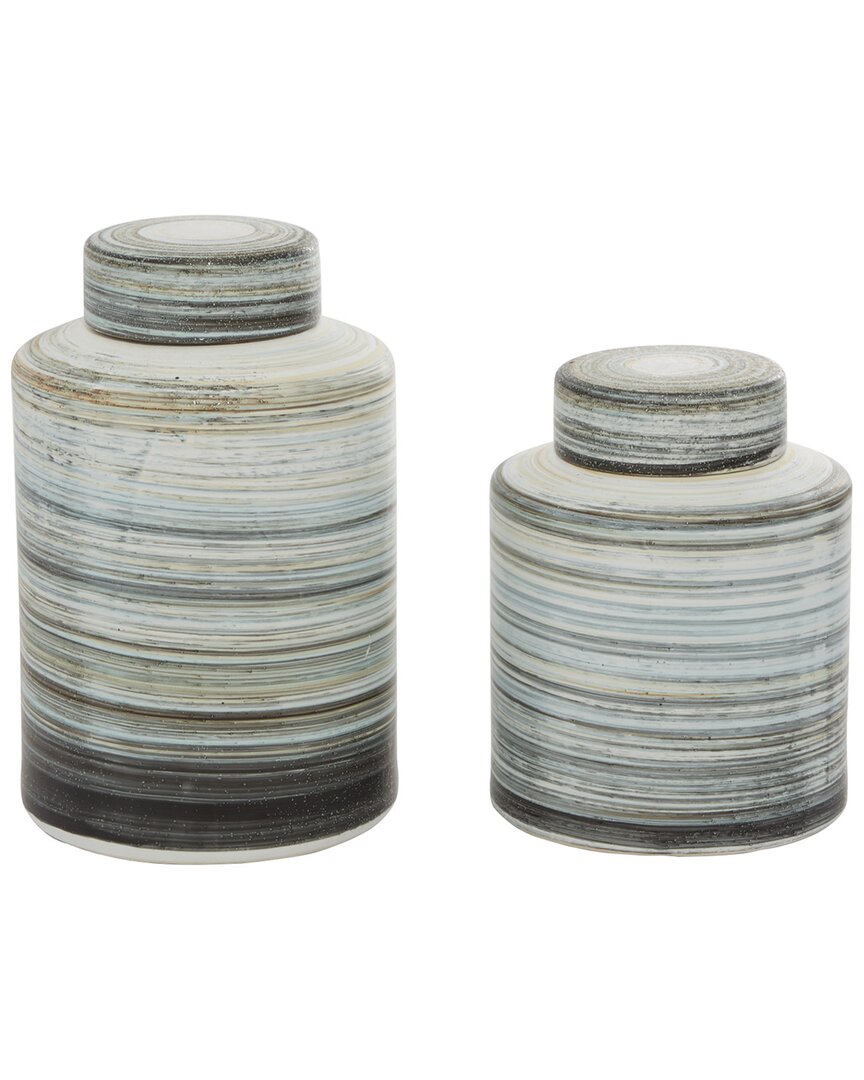 Peyton Lane Set Of 2 Grey Ceramic Farmhouse Decor