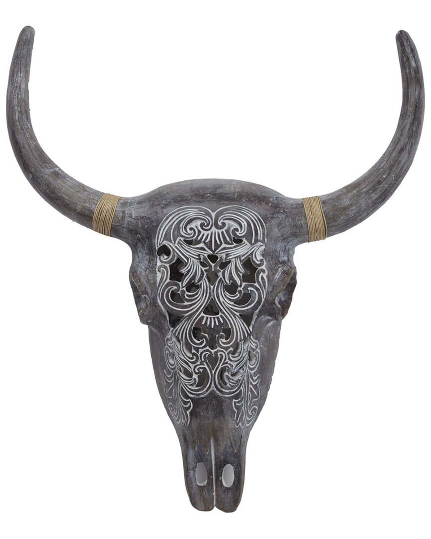 Peyton Lane Grey Resin Bohemian Skull Wall Decor