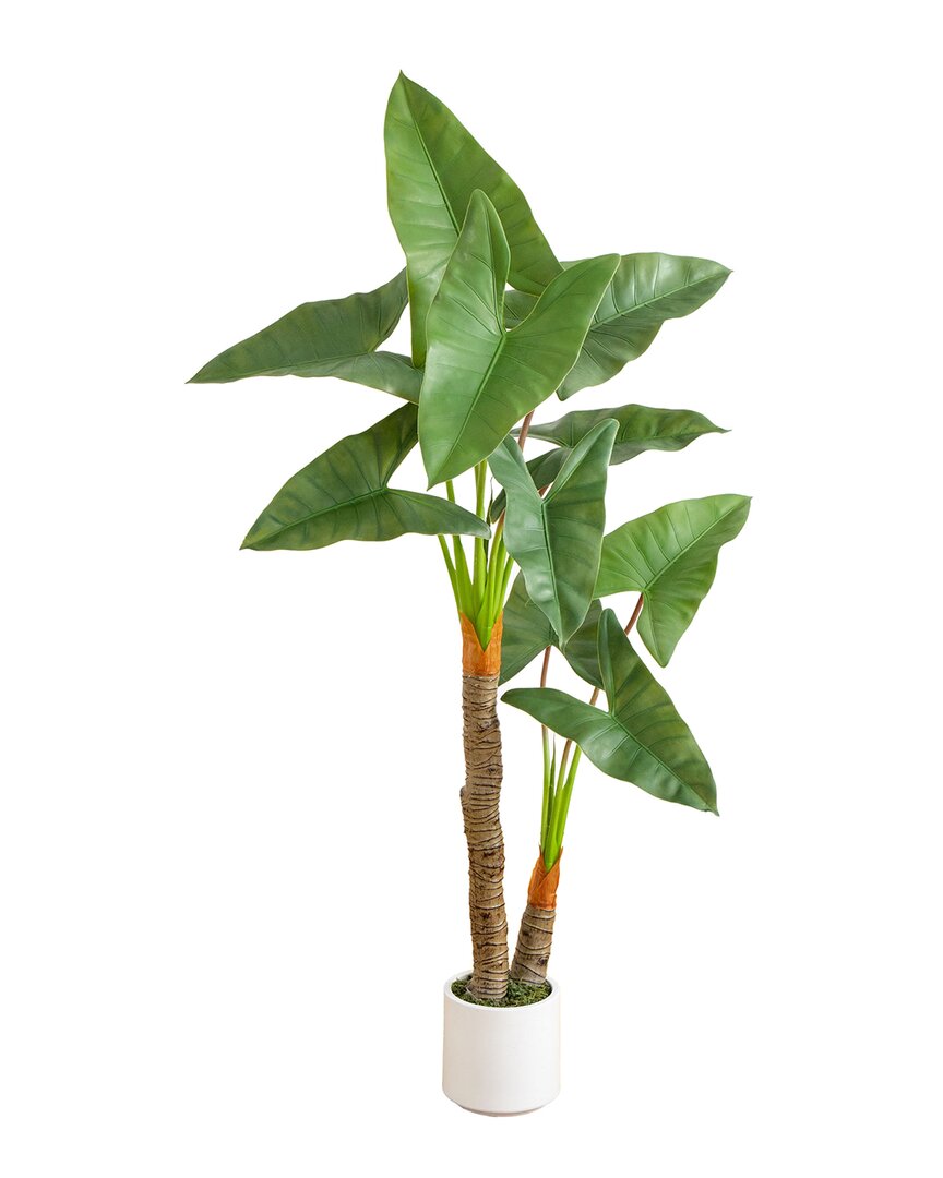 Nearly Natural 5.5ft Artificial Arrowhead Philodendron In Decorative Planter In Green