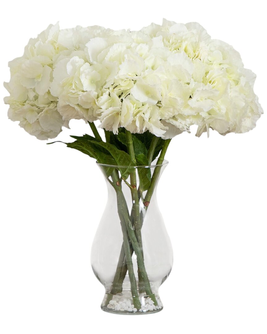 NEARLY NATURAL NEARLY NATURAL ARTIFICIAL HYDRANGEA ARRANGEMENT IN GLASS VASE 