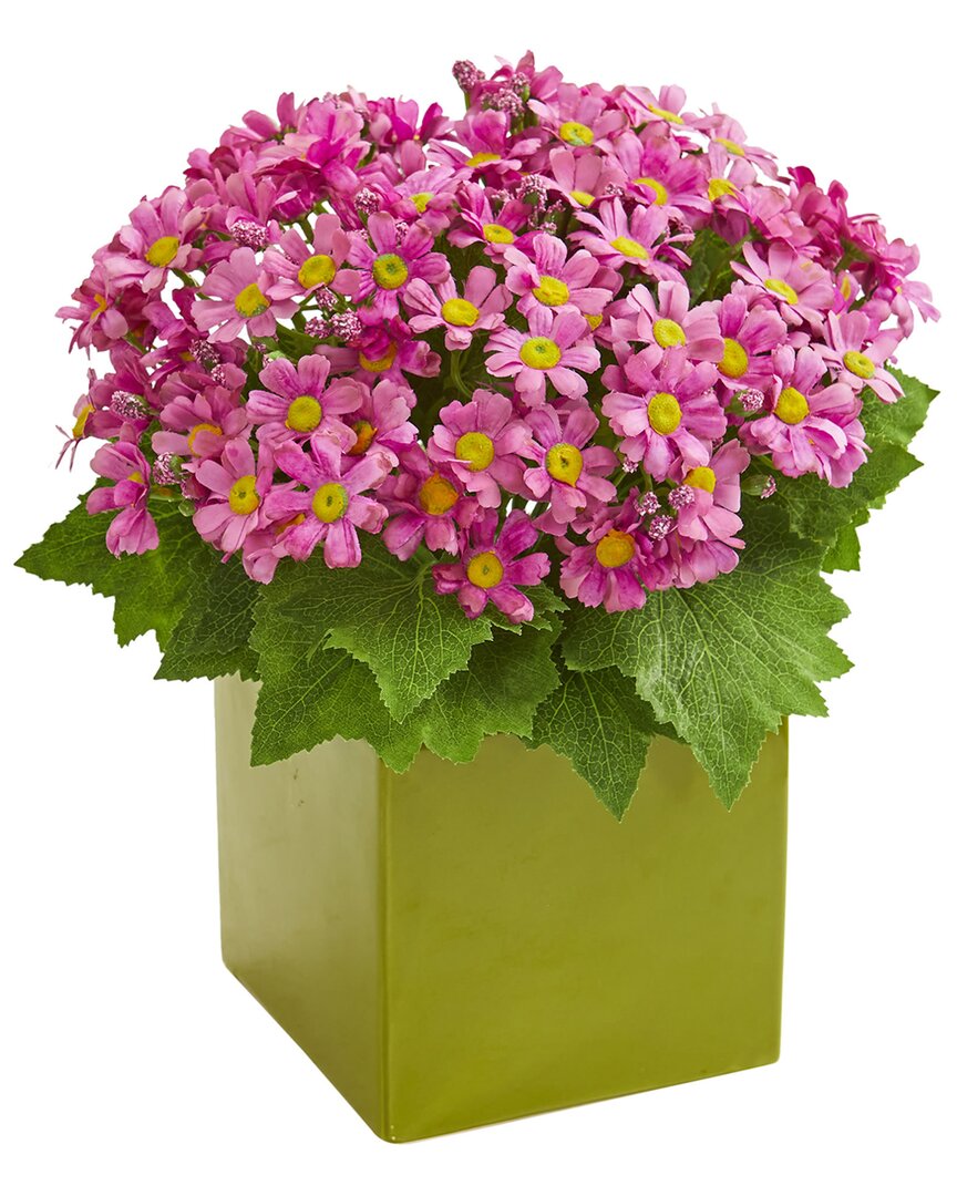 Nearly Natural Daisy Artificial Arrangement In Green Vase In Mauve