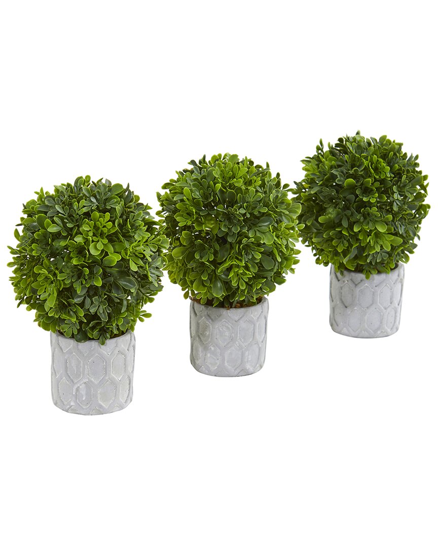 NEARLY NATURAL NEARLY NATURAL SET OF 3 BOXWOOD ARTIFICIAL MINI TOPIARIES
