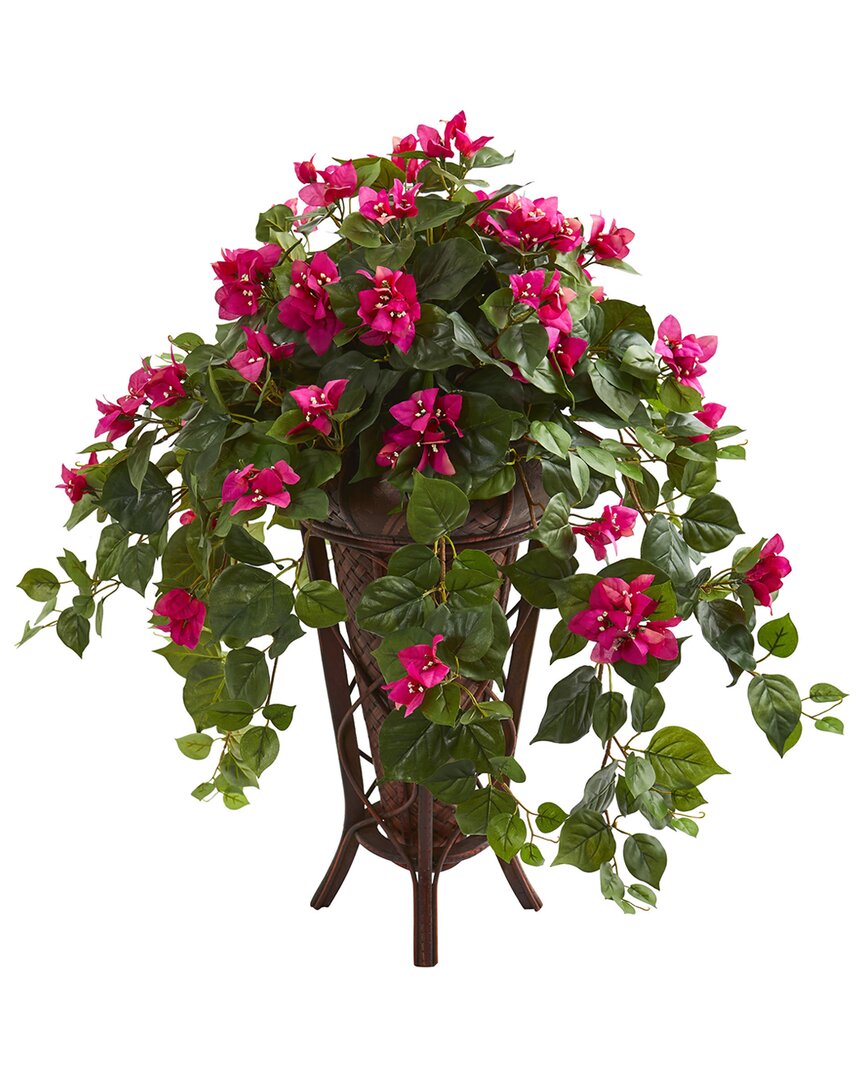 Nearly Natural Bougainvillea Artificial Plant In Stand Planter In Pink