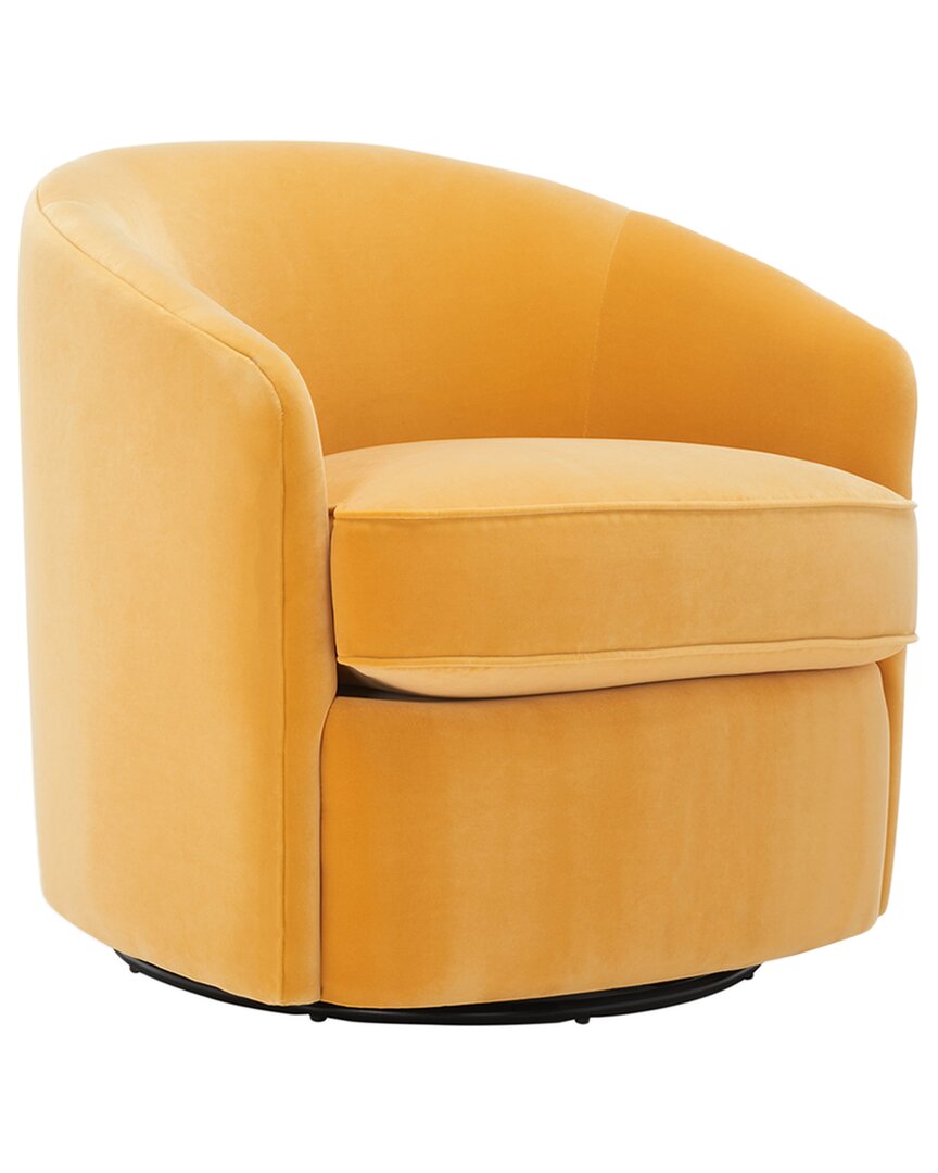 Safavieh Couture Lesley Swivel Barrel Chair In Yellow